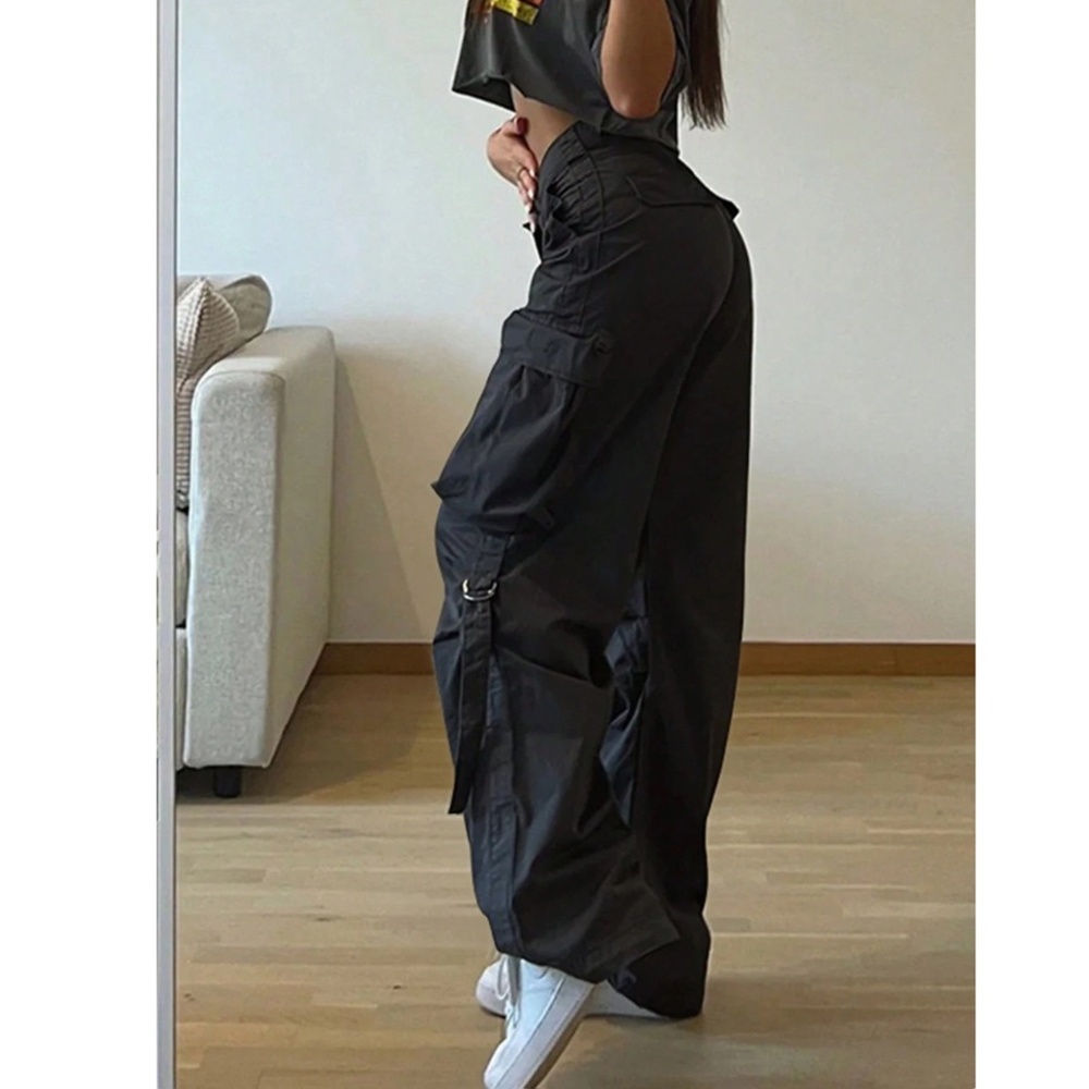 Black Cargo Pants with Pockets - Picture 3 of 7